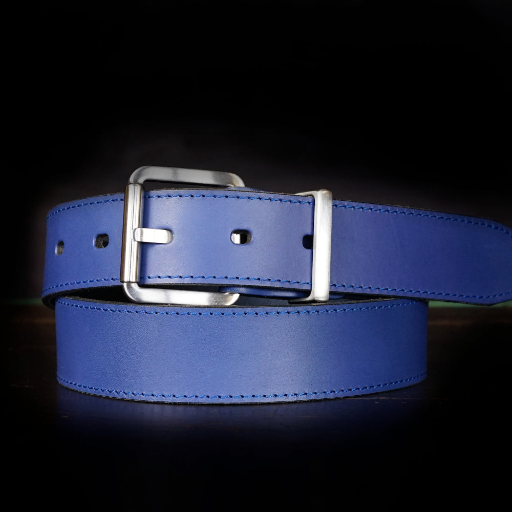 Blue jeans leather belt
